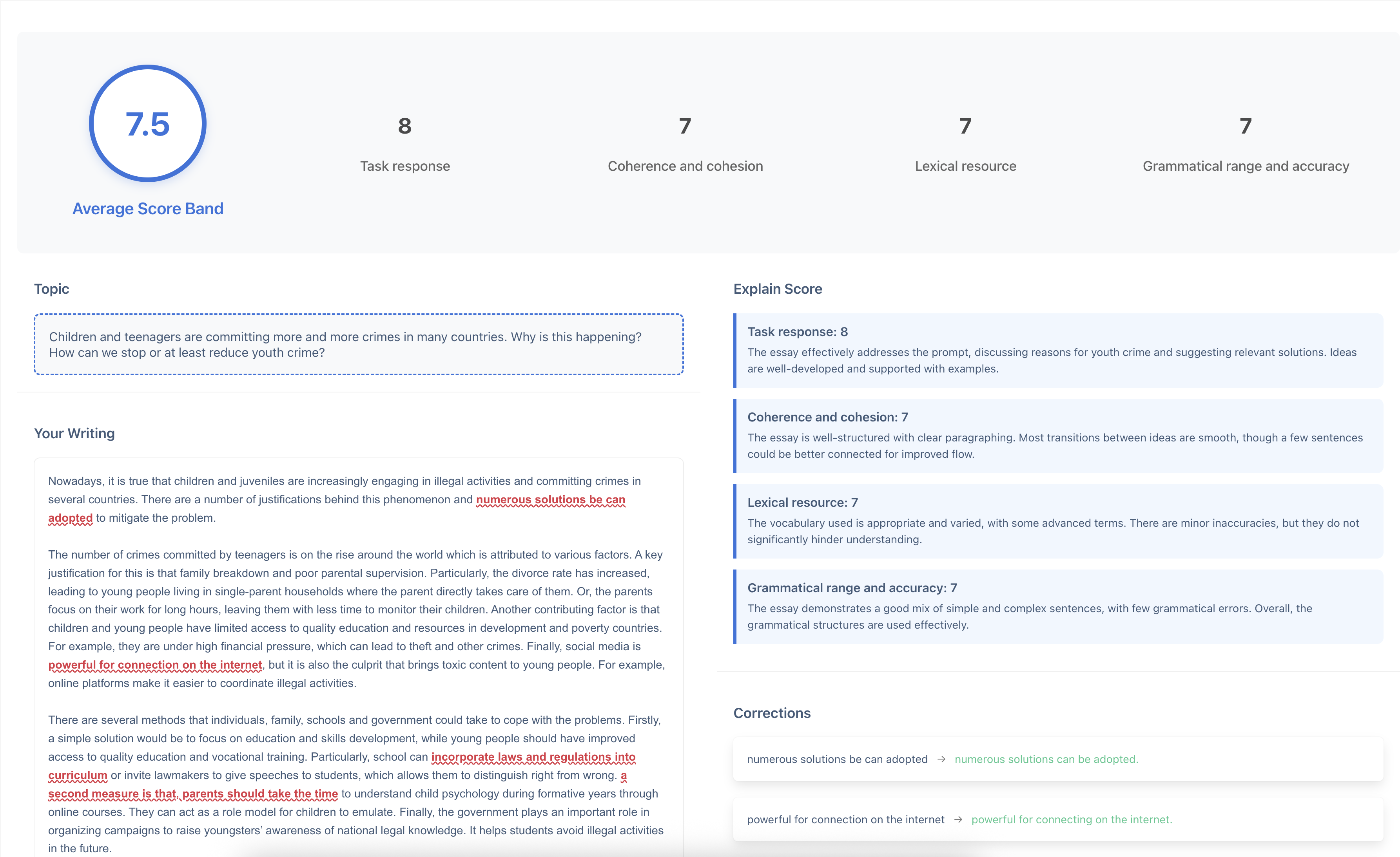 IELTS Writing Interface Screenshot
